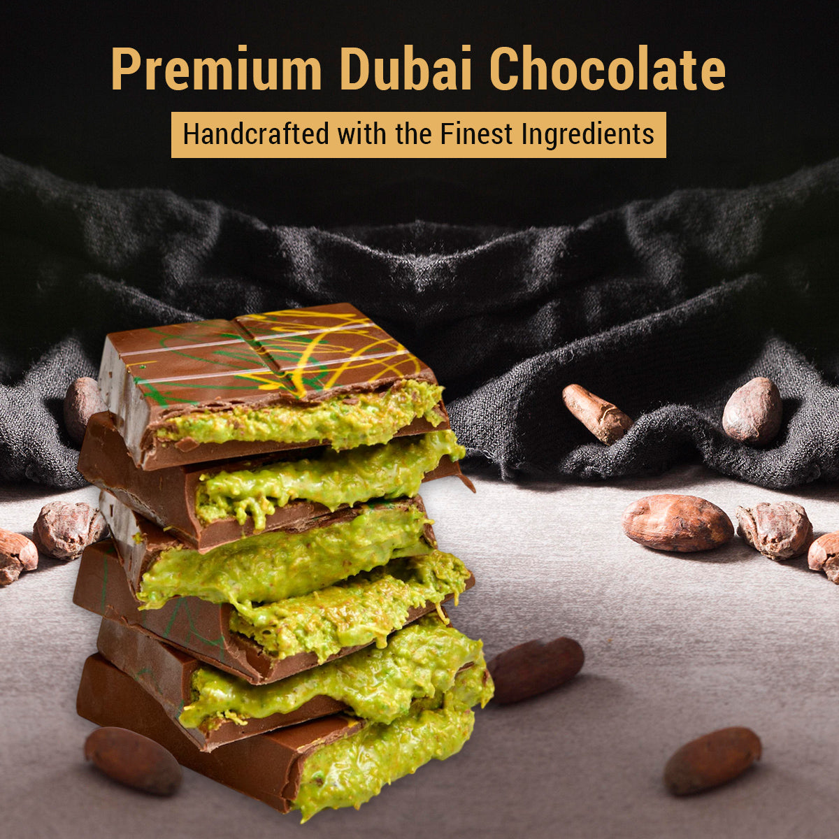 Dubai Chocolate Bar Pistachio, Crunchy Loaded Viral Knafeh Chocolate Bar with Pistachio Cream and Kataifi, 7 oz